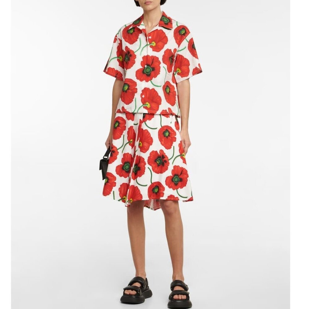 Kenzo Poppy Flower Pleated Skirt